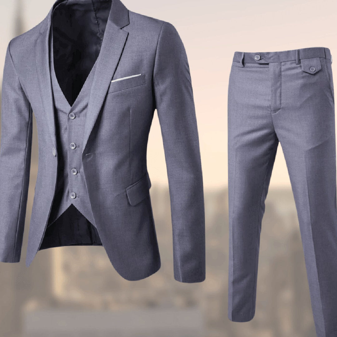 Herren Dreiteiliger Formeller Businessanzug-Set Slim-Fit Sakko Weste Hose