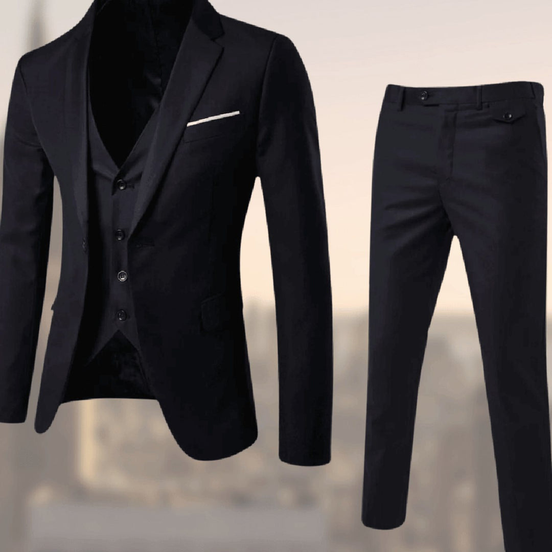 Herren Dreiteiliger Formeller Businessanzug-Set Slim-Fit Sakko Weste Hose