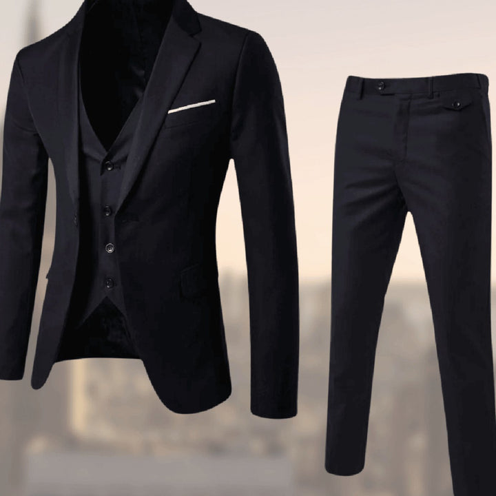 Herren Dreiteiliger Formeller Businessanzug-Set Slim-Fit Sakko Weste Hose