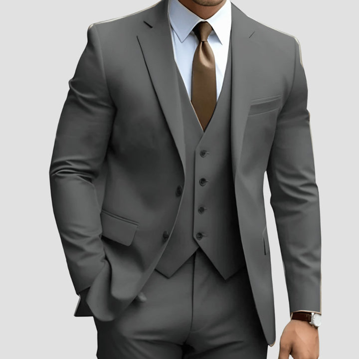 Herren Dreiteiliger Slim-Fit Formeller Büroanzug - Dunkelgrau