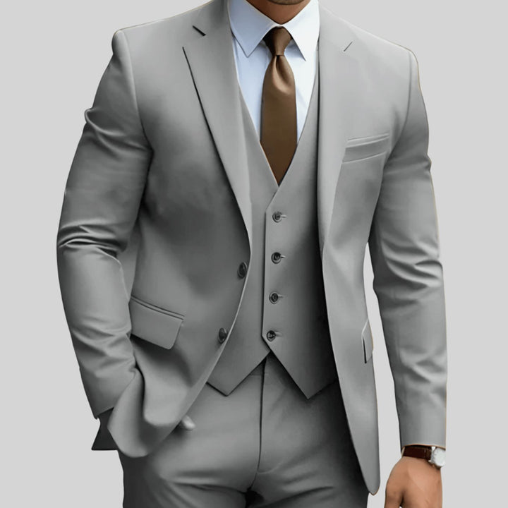 Herren Dreiteiliger Slim-Fit Formeller Büroanzug - Grau