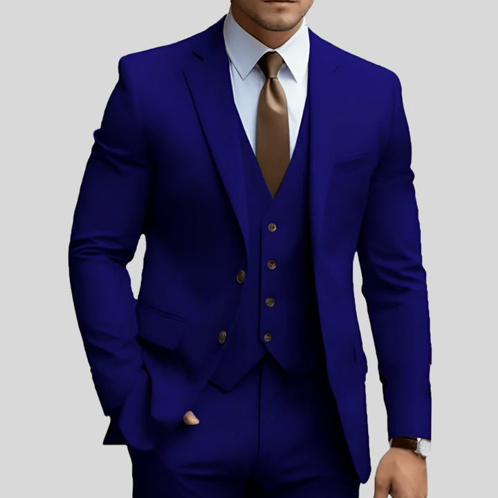 Herren Dreiteiliger Slim-Fit Formeller Büroanzug - Blau-Violett