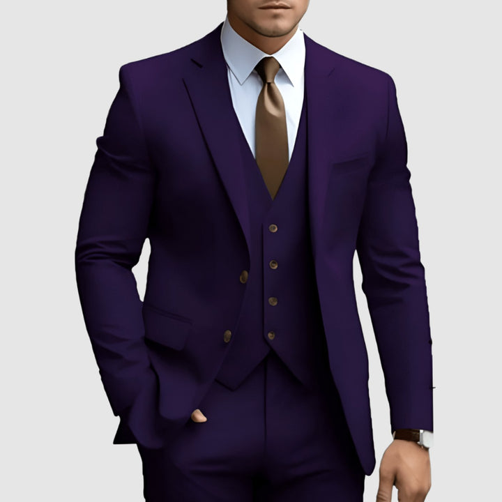 Herren Dreiteiliger Slim-Fit Formeller Büroanzug - Lila