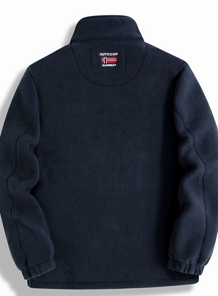 Herren Fleece Outdoor-Jacke mit Reißverschluss Stehkragen Innenfutter