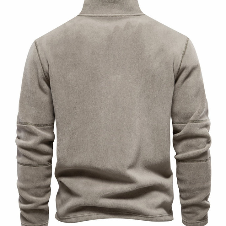 Herren Fleece-Sweatshirt mit Viertelreißverschluss am Kragen