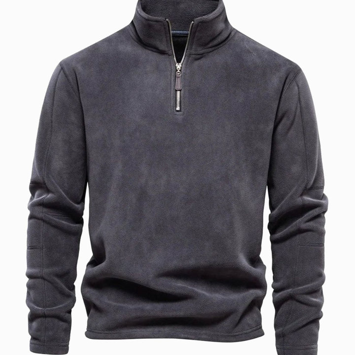 Herren Fleece-Sweatshirt mit Viertelreißverschluss am Kragen - Grau