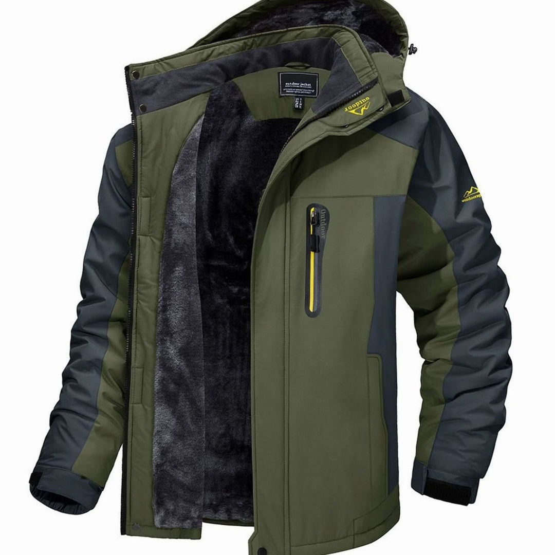 Herren Fleecegefütterte Outdoor-Winterjacke mit Reißverschluss - Grün