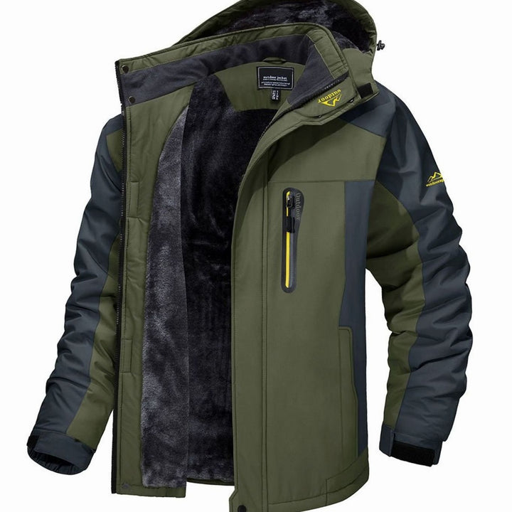 Herren Fleecegefütterte Outdoor-Winterjacke mit Reißverschluss - Grün