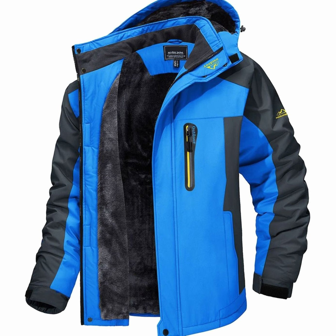 Herren Fleecegefütterte Outdoor-Winterjacke mit Reißverschluss - Blau
