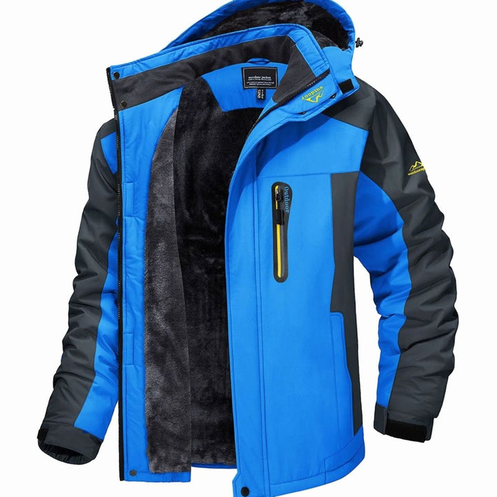 Herren Fleecegefütterte Outdoor-Winterjacke mit Reißverschluss - Blau