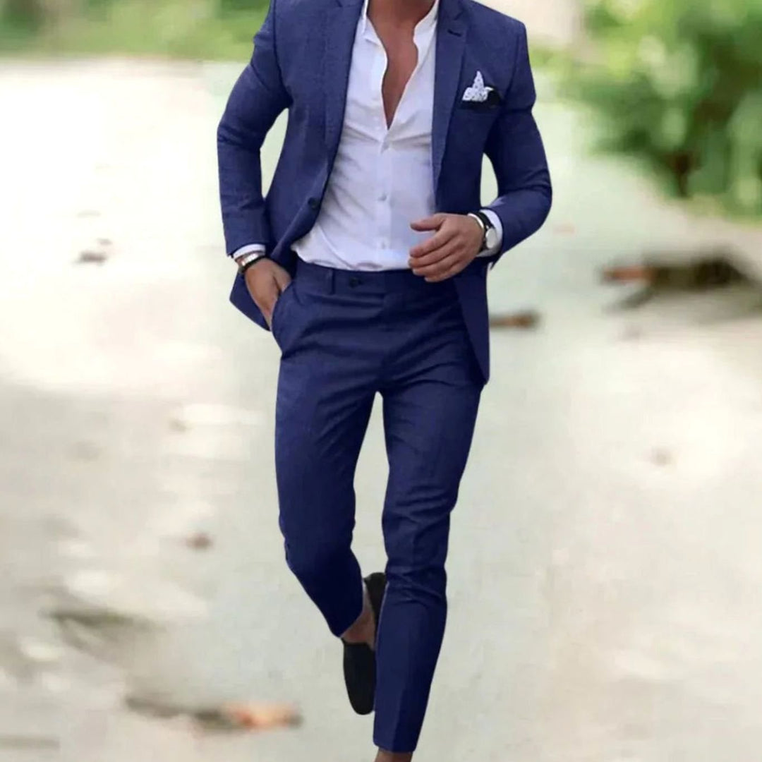 Herren Formeller Hochzeitsanzug-Set Slim-Fit Zweiteiler - Blau