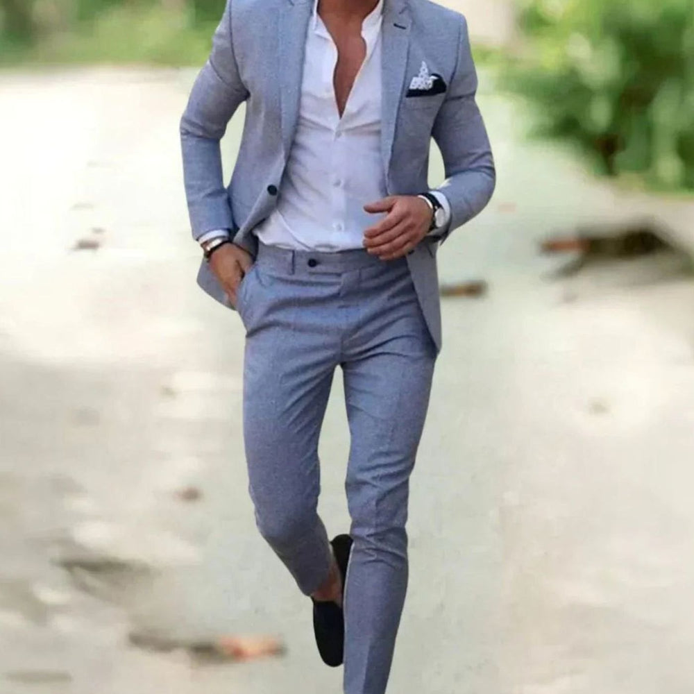 Herren Formeller Hochzeitsanzug-Set Slim-Fit Zweiteiler - Grau
