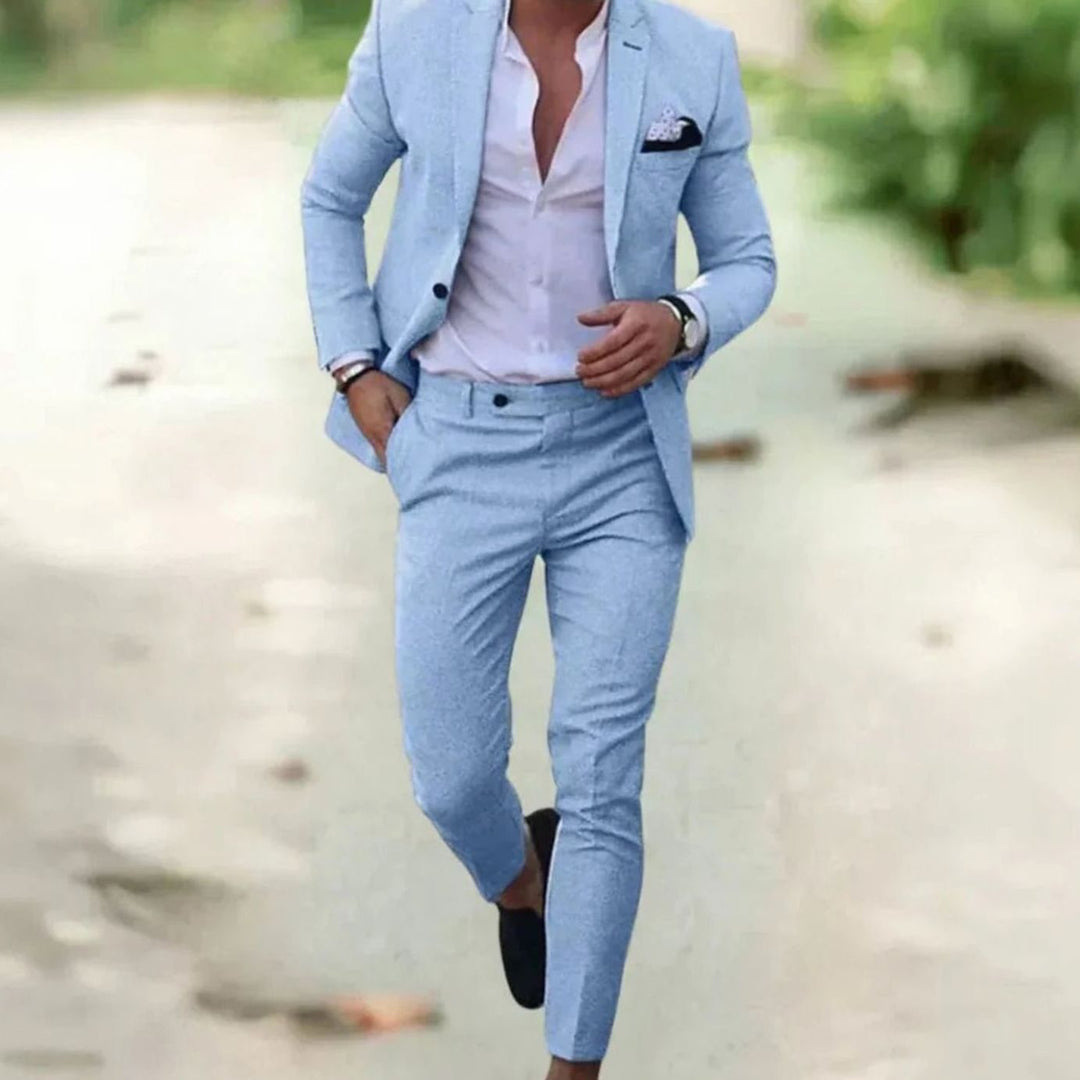 Herren Formeller Hochzeitsanzug-Set Slim-Fit Zweiteiler - Hellblau