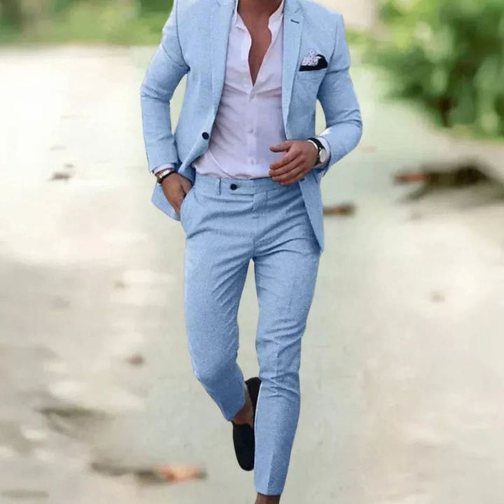 Herren Formeller Hochzeitsanzug-Set Slim-Fit Zweiteiler - Hellblau