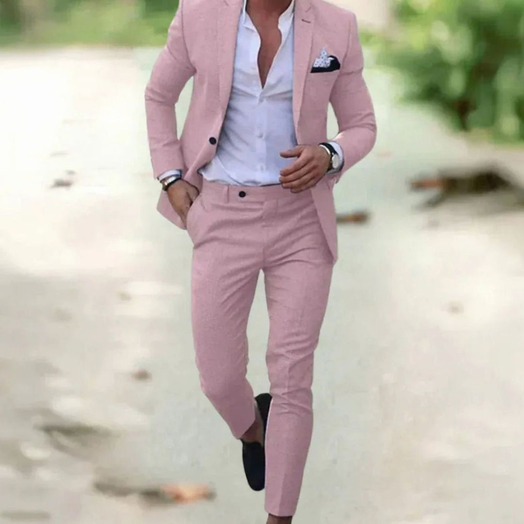 Herren Formeller Hochzeitsanzug-Set Slim-Fit Zweiteiler - Rosa