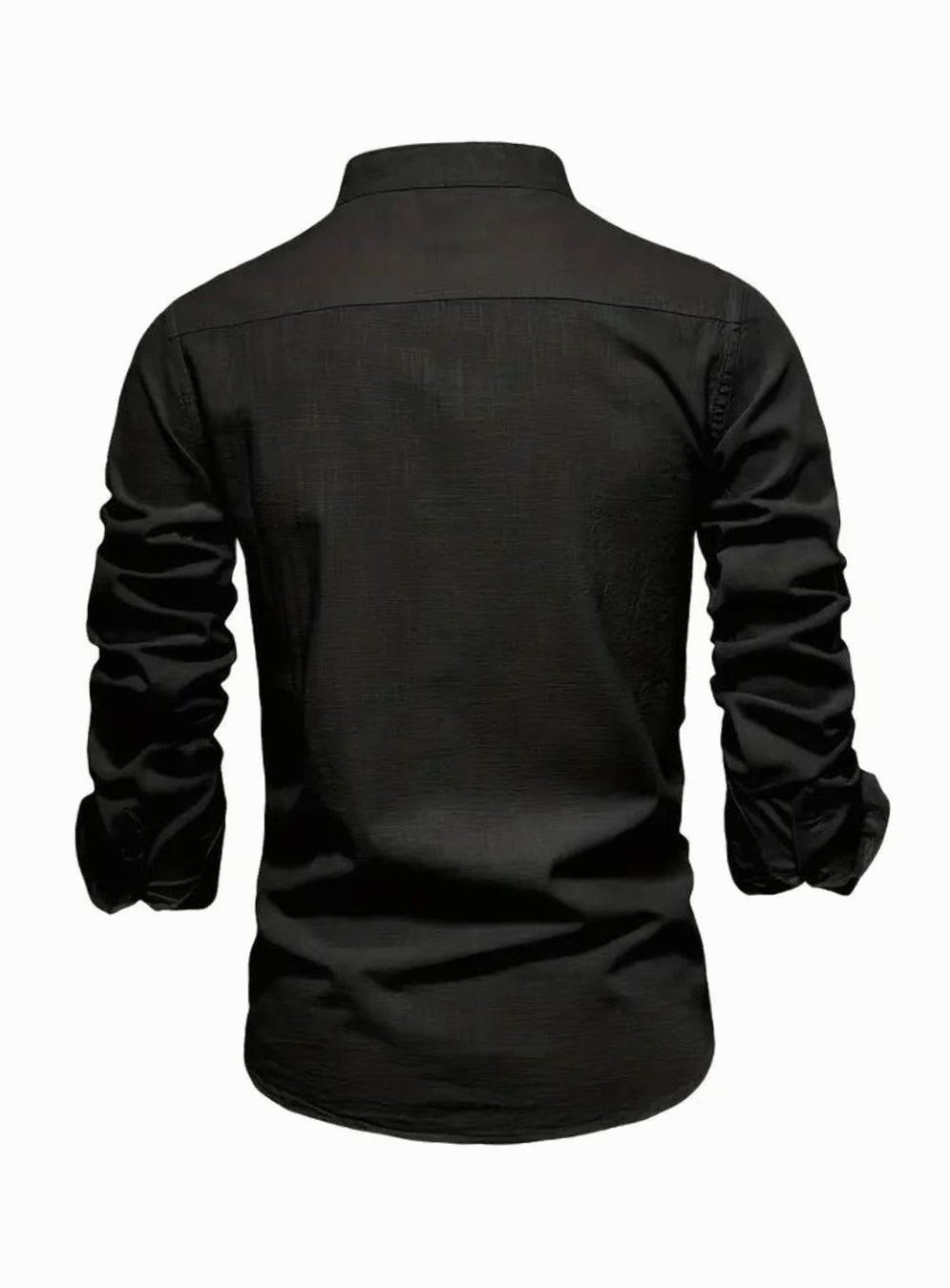 Herren Freizeit-Hemd mit Knöpfen Stehkragen Langarm Slim-Fit