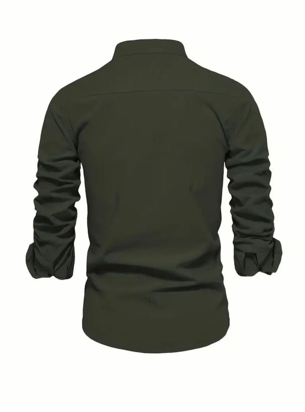 Herren Freizeit-Hemd mit Knöpfen Stehkragen Langarm Slim-Fit