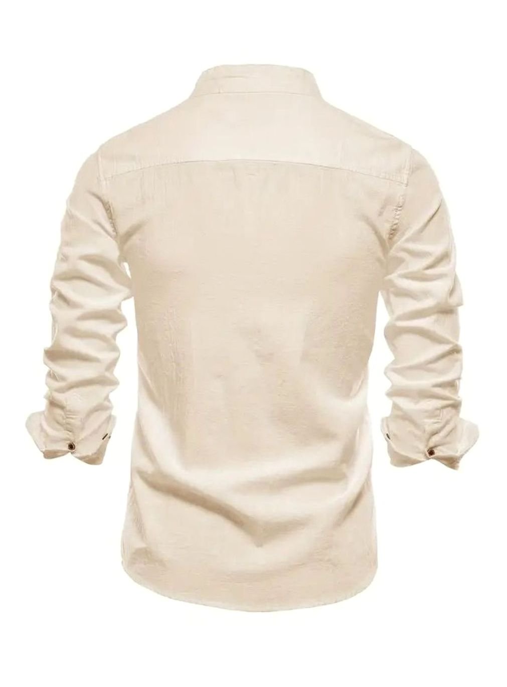 Herren Freizeit-Hemd mit Knöpfen Stehkragen Langarm Slim-Fit