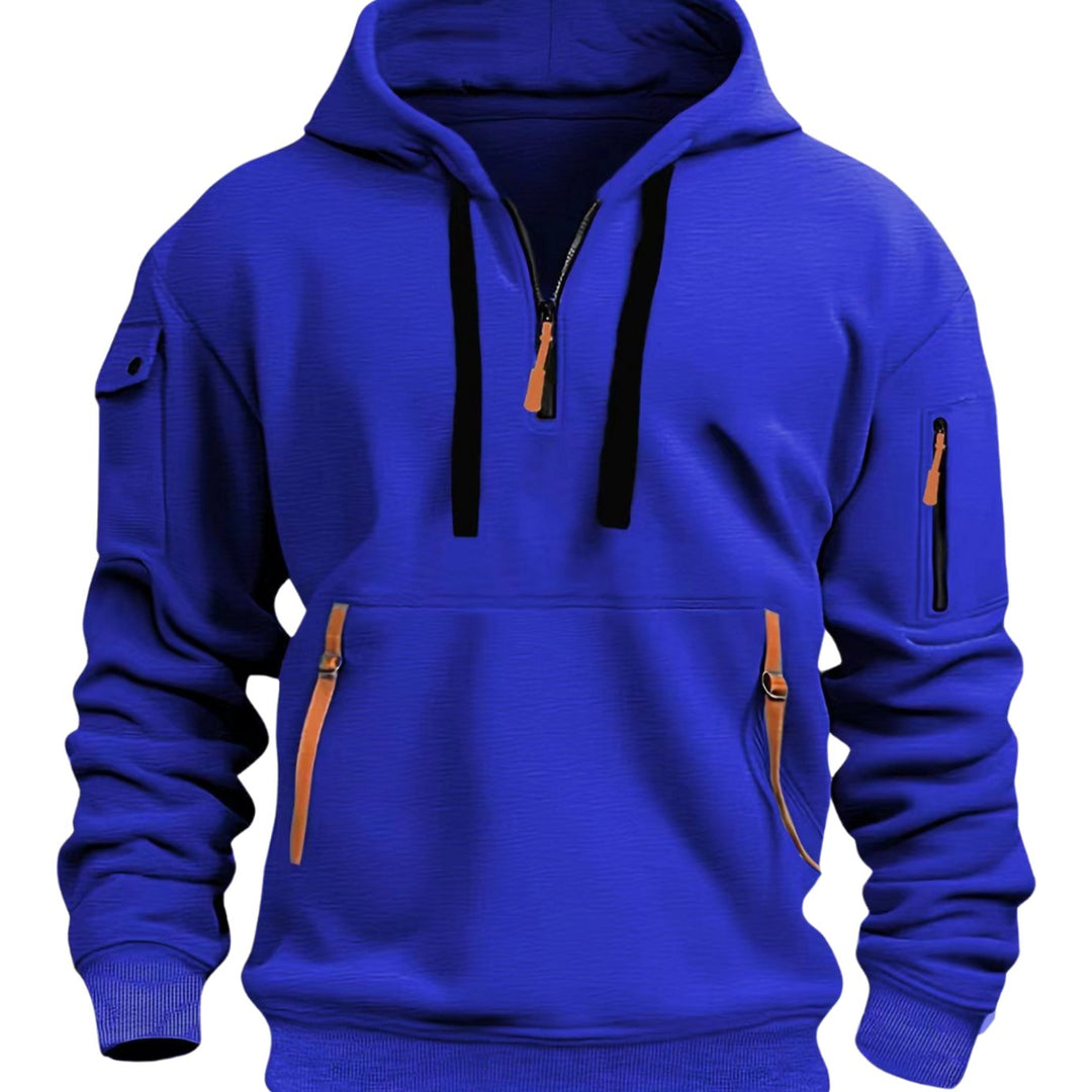 Herren Freizeit-Hoodie mit Reißverschluss-Taschen Kontrastdetails - Blau