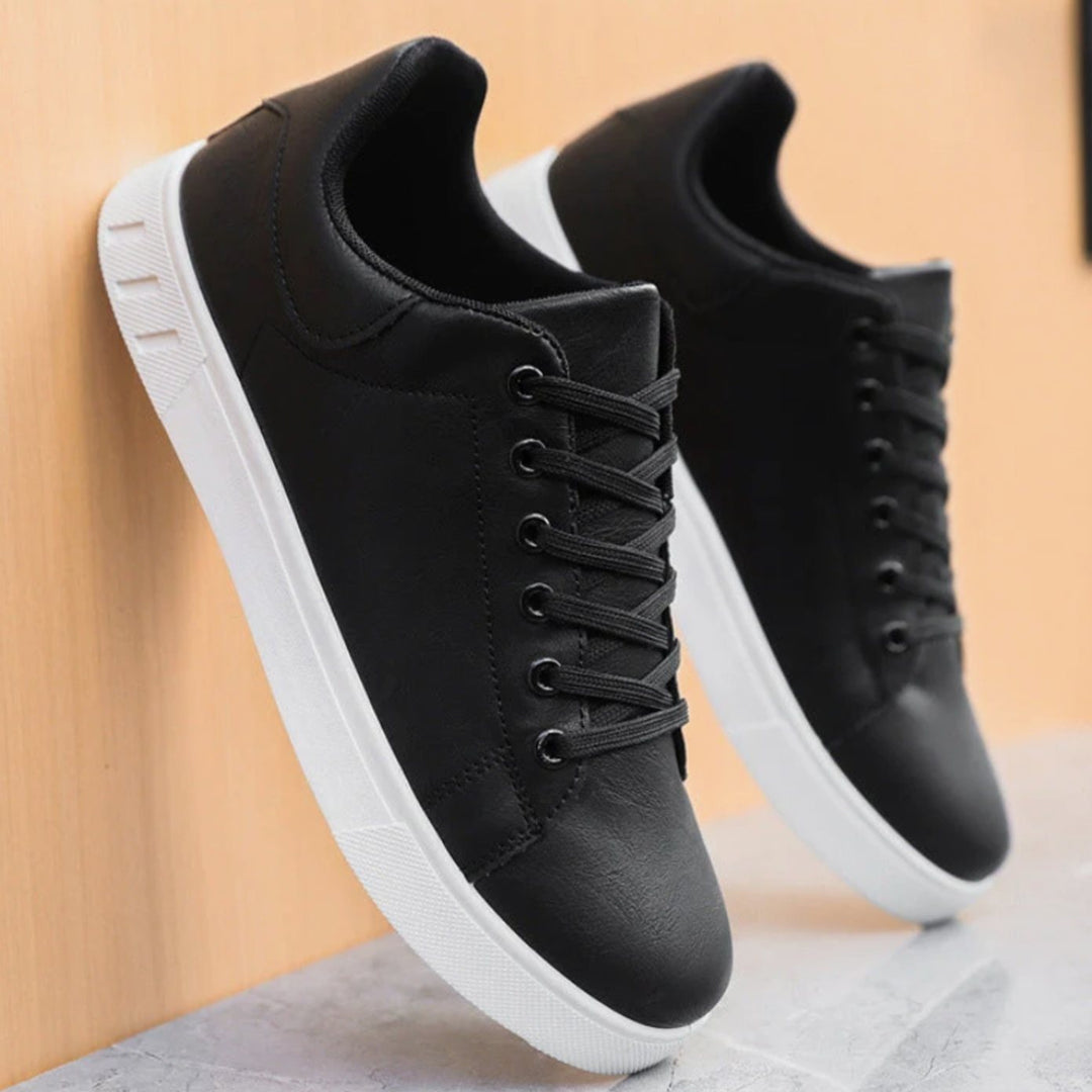 Herren Freizeit-Sneaker mit Schnürung Kunstleder weißer Sohle