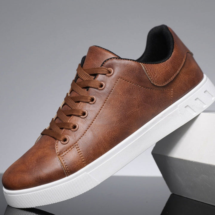 Herren Freizeit-Sneaker mit Schnürung Kunstleder weißer Sohle