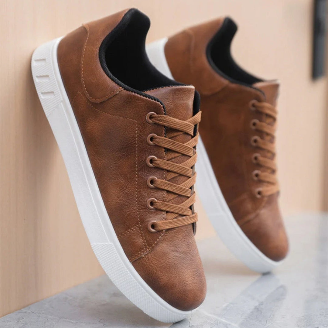 Herren Freizeit-Sneaker mit Schnürung Kunstleder weißer Sohle