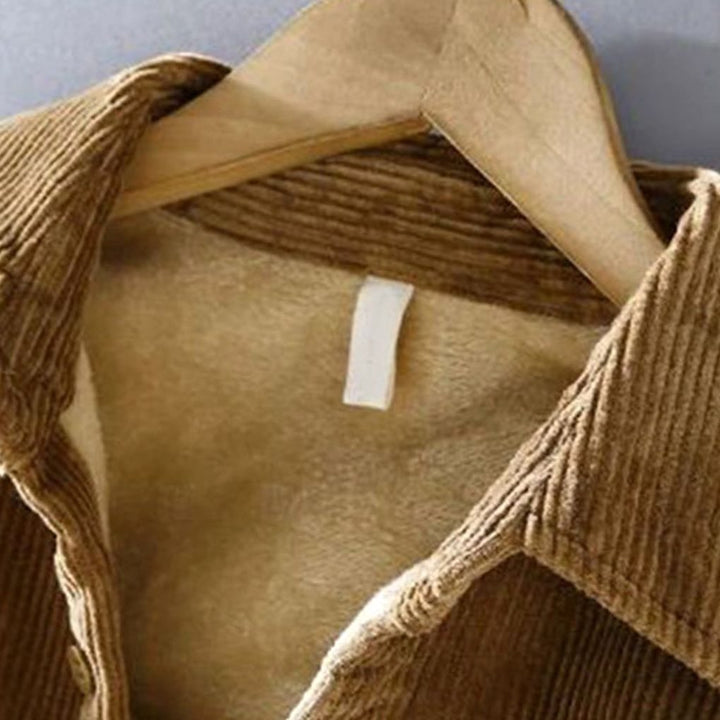Herren Gefütterte Cord-Shacket mit Knopfleiste Brusttaschen