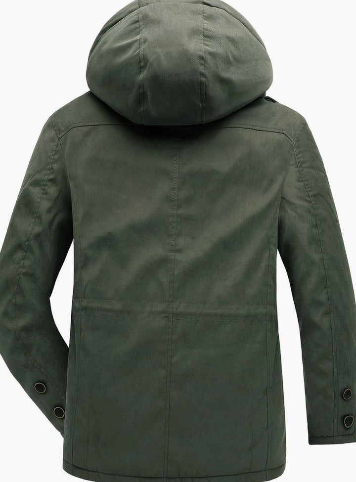 Herren Gefütterte Kapuzen-Winterjacke mit Mehreren Taschen
