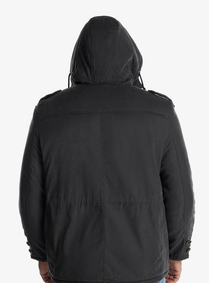 Herren Gefütterte Kapuzen-Winterjacke mit Mehreren Taschen