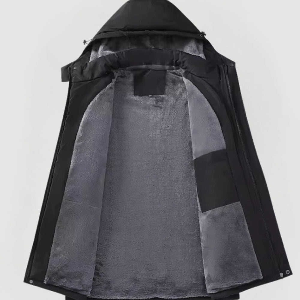 Herren Gefütterte Kapuzen-Winterjacke mit Reißverschluss