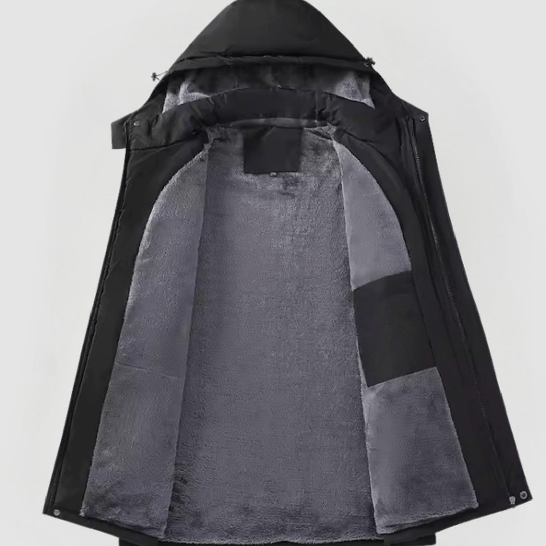 Herren Gefütterte Kapuzen-Winterjacke mit Reißverschluss