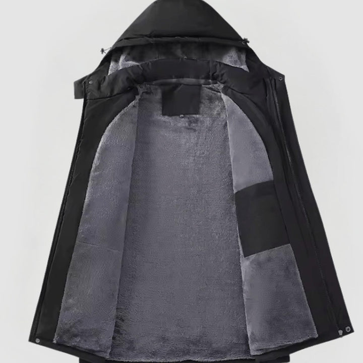 Herren Gefütterte Kapuzen-Winterjacke mit Reißverschluss