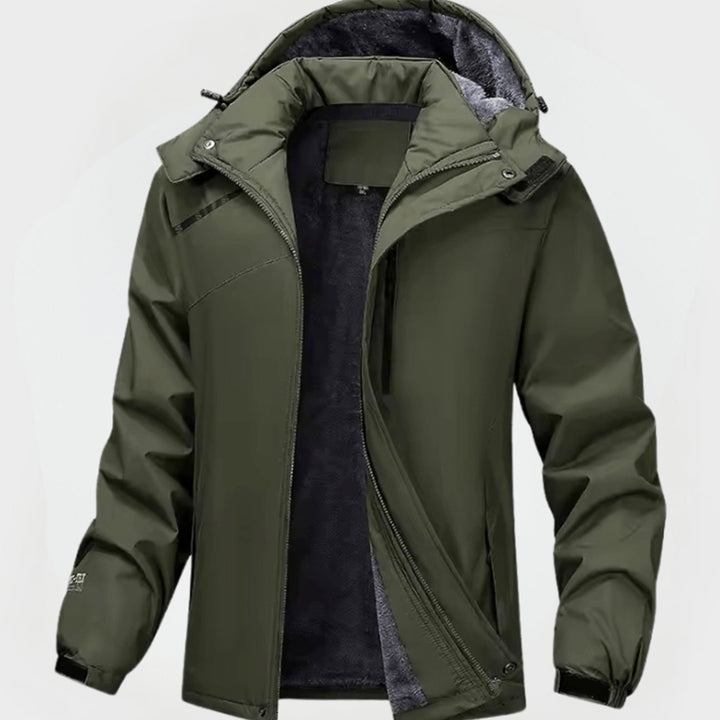 Herren Gefütterte Kapuzen-Winterjacke mit Reißverschluss - Grün