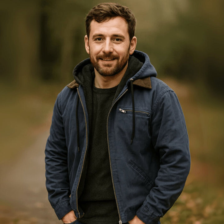 Herren Gefütterte Kapuzen-Winterjacke mit Reißverschluss im Vintage-Look