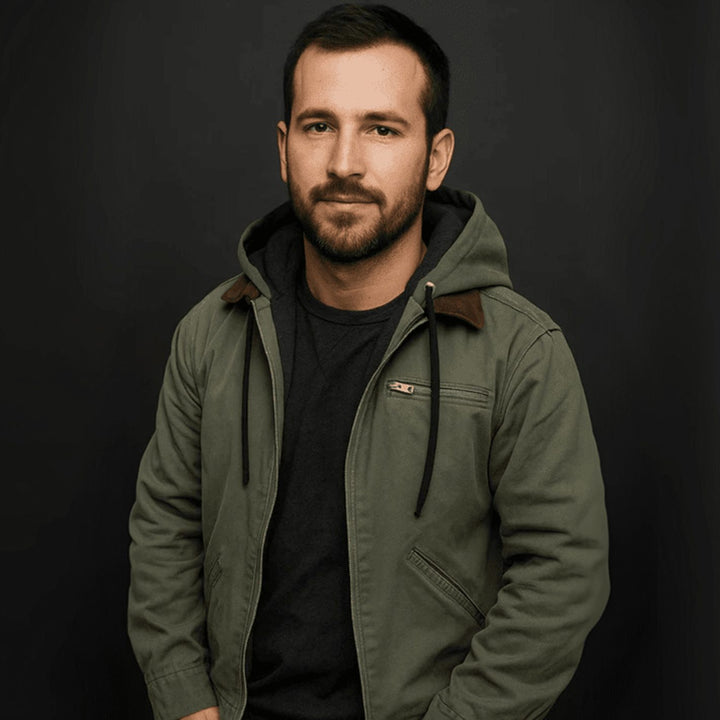 Herren Gefütterte Kapuzen-Winterjacke mit Reißverschluss im Vintage-Look