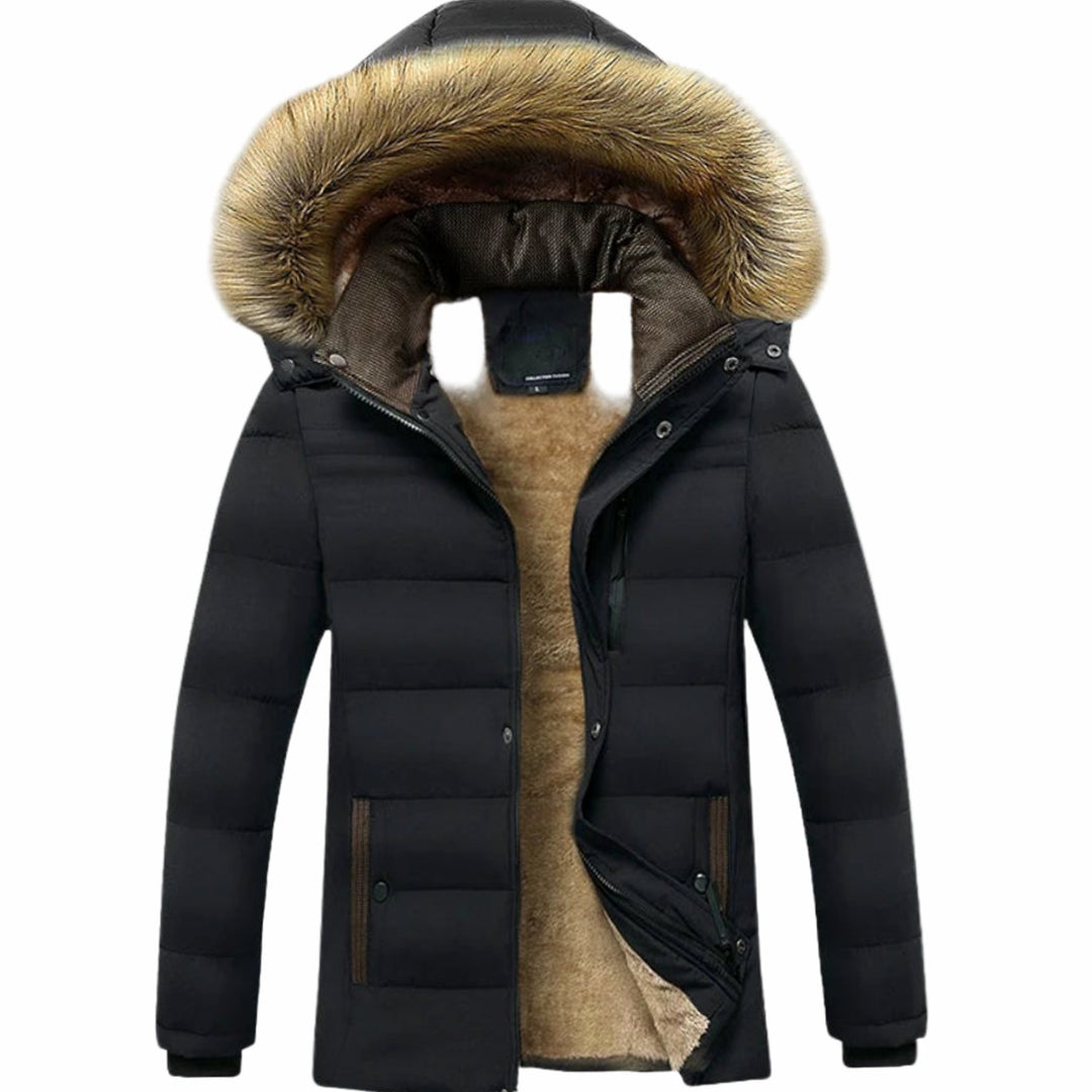 Herren Gefütterte Winterjacke mit Kapuze und Fellfutter