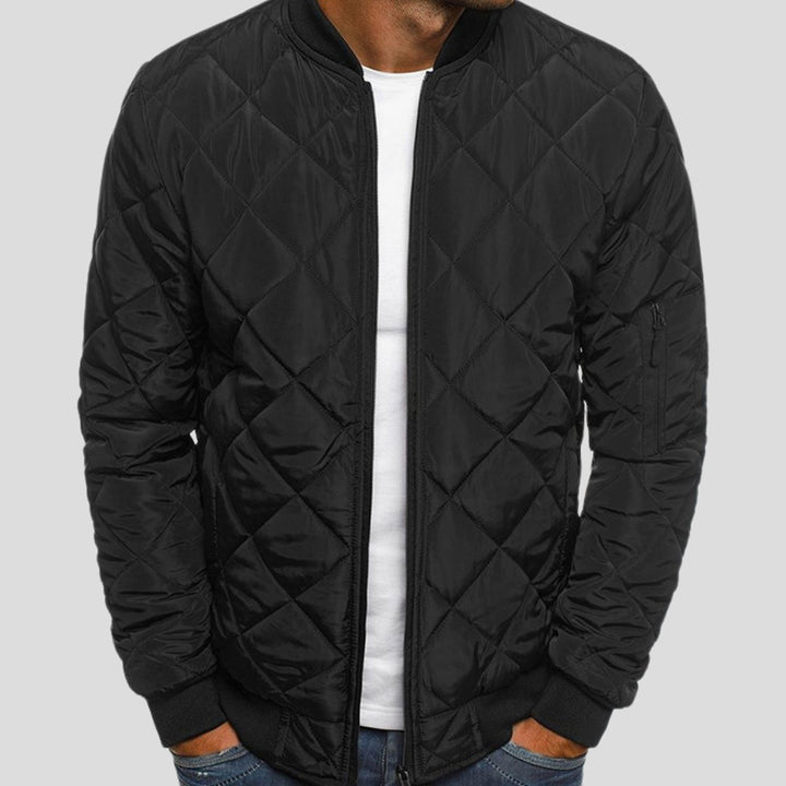 Herren Gesteppte Gefütterte Winterstyle Jacke Bomberjacke - Schwarz