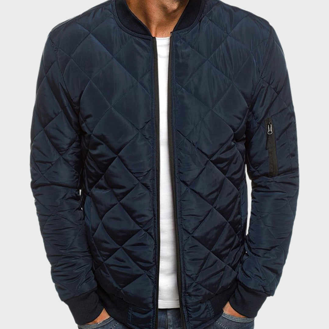 Herren Gesteppte Gefütterte Winterstyle Jacke Bomberjacke - Marine
