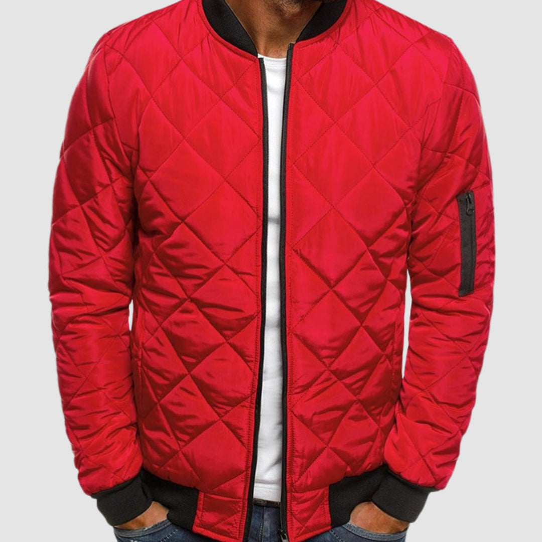Herren Gesteppte Gefütterte Winterstyle Jacke Bomberjacke - Rot