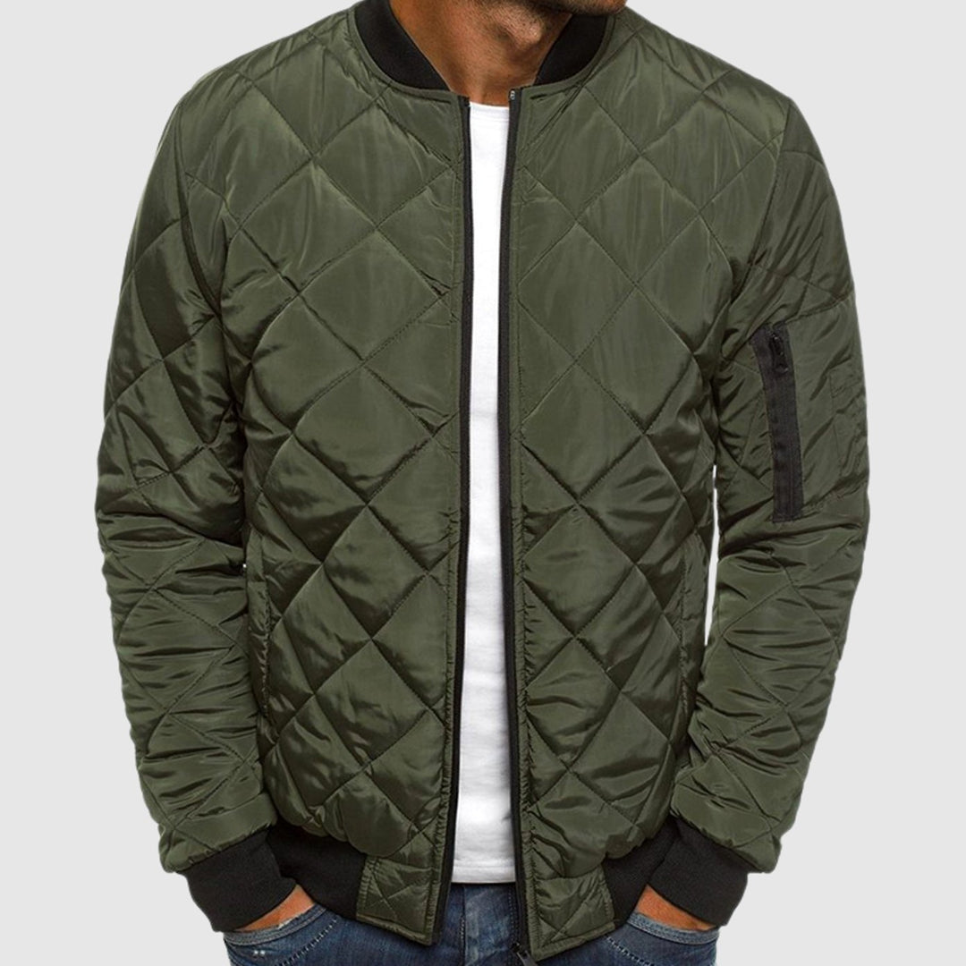 Herren Gesteppte Gefütterte Winterstyle Jacke Bomberjacke - Grün