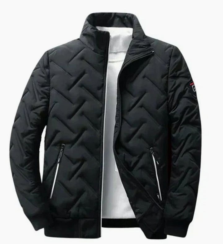 Herren Gesteppte Winterjacke mit Stehkragen Gefüttert - Schwarz