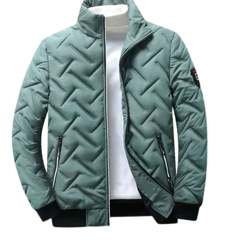 Herren Gesteppte Winterjacke mit Stehkragen Gefüttert - Grün Schwarz