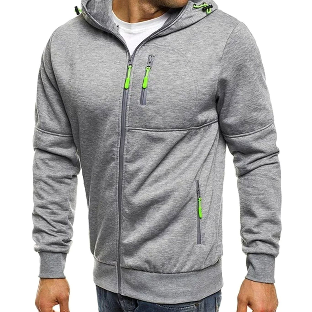 Herren Kapuzen-Freizeitjacke mit Reißverschluss und Taschen - 1