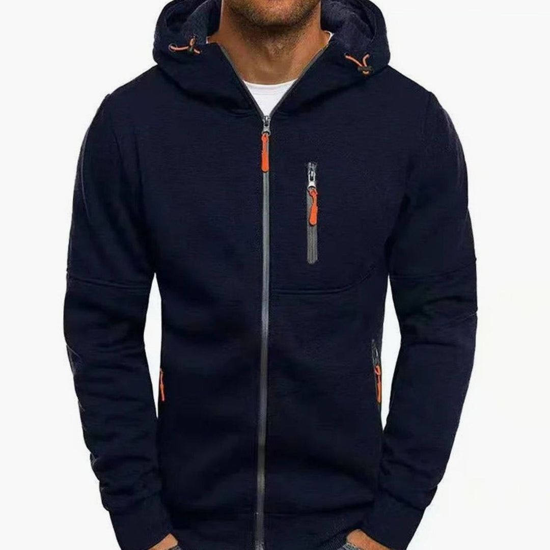 Herren Kapuzen-Freizeitjacke mit Reißverschluss und Taschen - 2