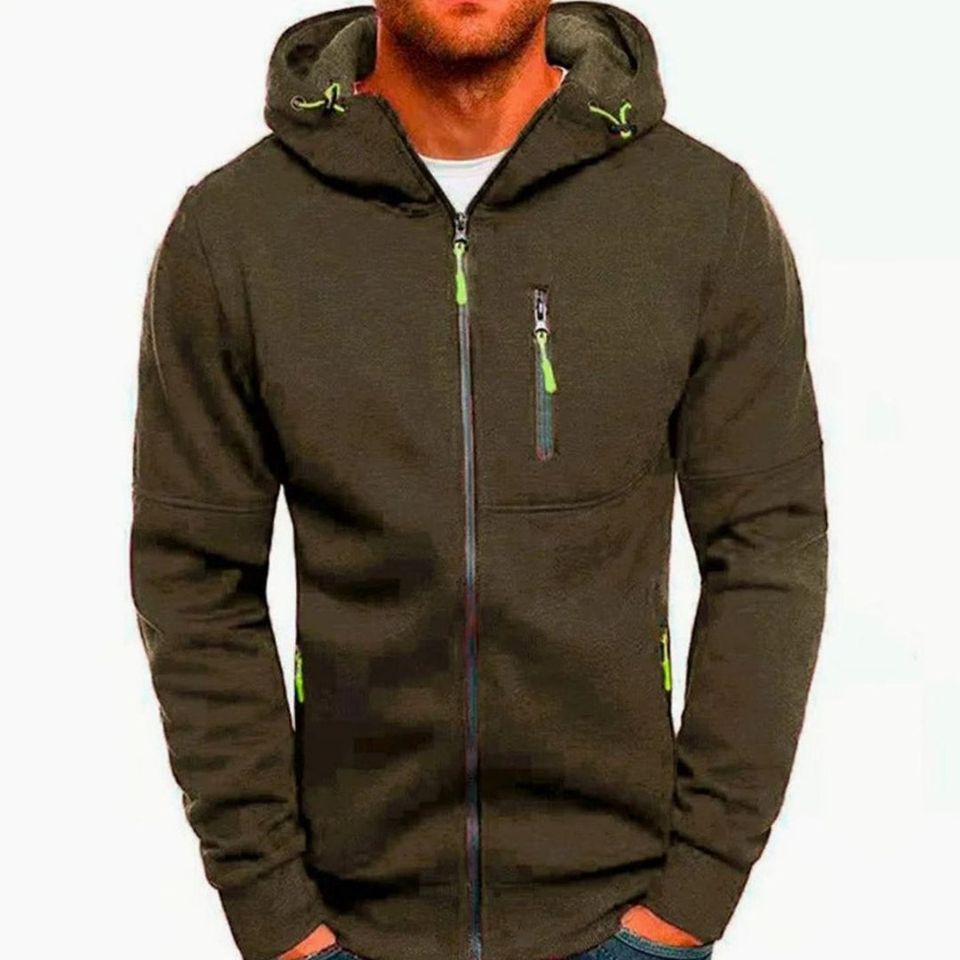 Herren Kapuzen-Freizeitjacke mit Reißverschluss und Taschen - 5