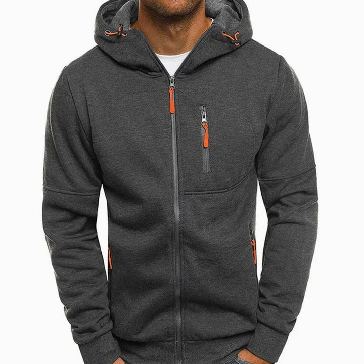 Herren Kapuzen-Freizeitjacke mit Reißverschluss und Taschen - 6