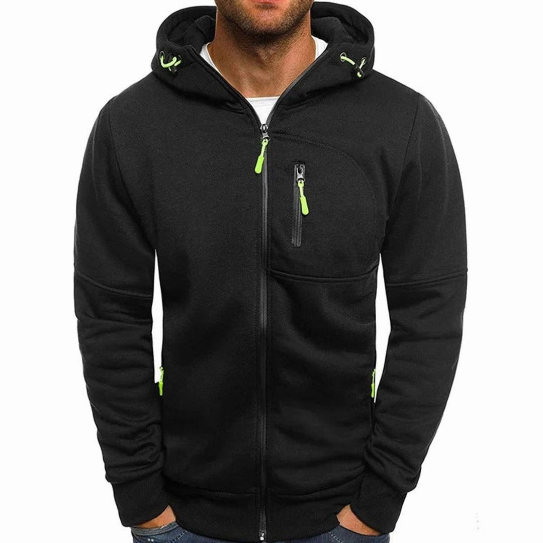 Herren Kapuzen-Freizeitjacke mit Reißverschluss und Taschen - 7