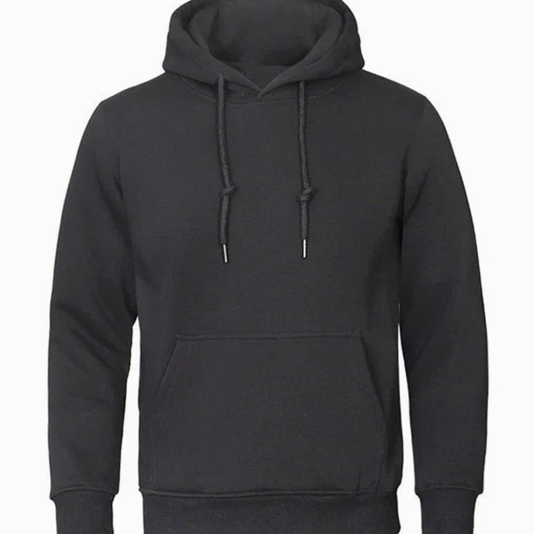 Herren Kapuzen-Sweatshirt mit Kordelzug und Ärmeln Fleece-Hoodie - Schwarz