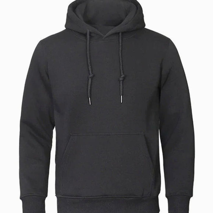 Herren Kapuzen-Sweatshirt mit Kordelzug und Ärmeln Fleece-Hoodie - Schwarz