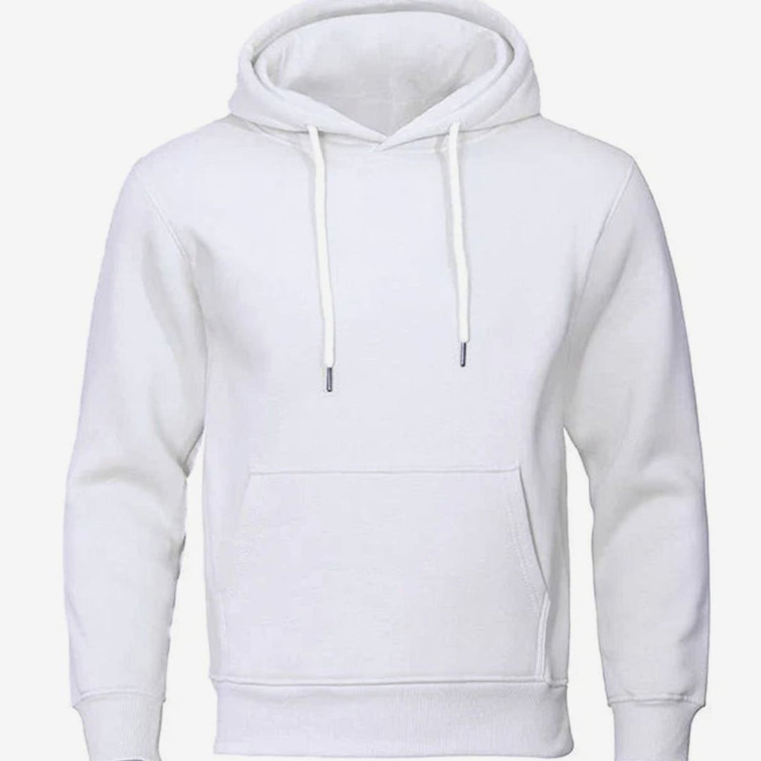 Herren Kapuzen-Sweatshirt mit Kordelzug und Ärmeln Fleece-Hoodie - Weiß